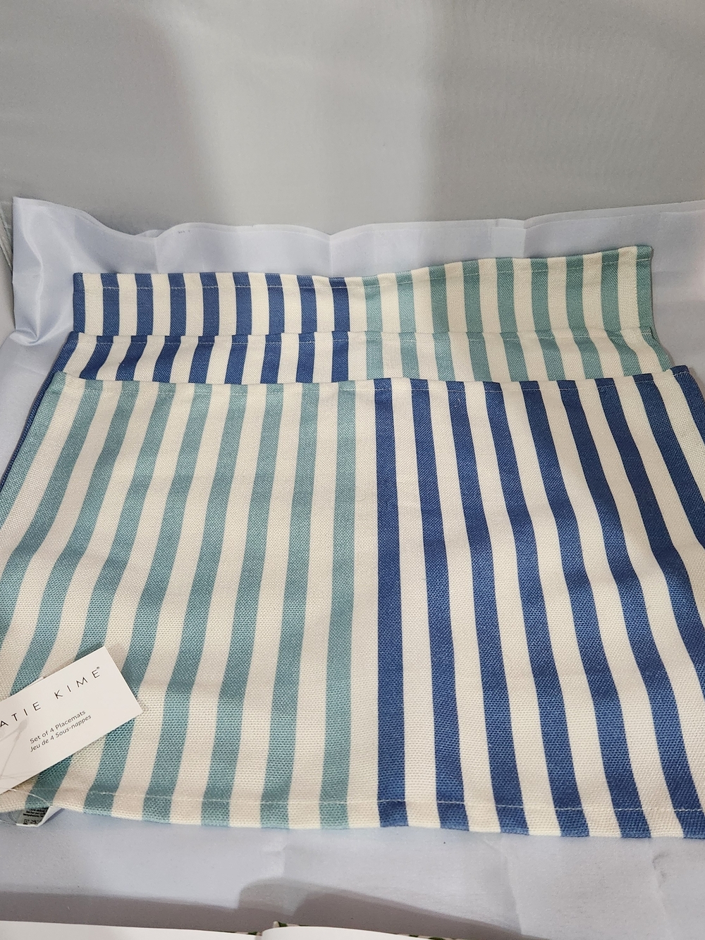 Katie Kime Navy & Mint Vertical Stripe Placemats